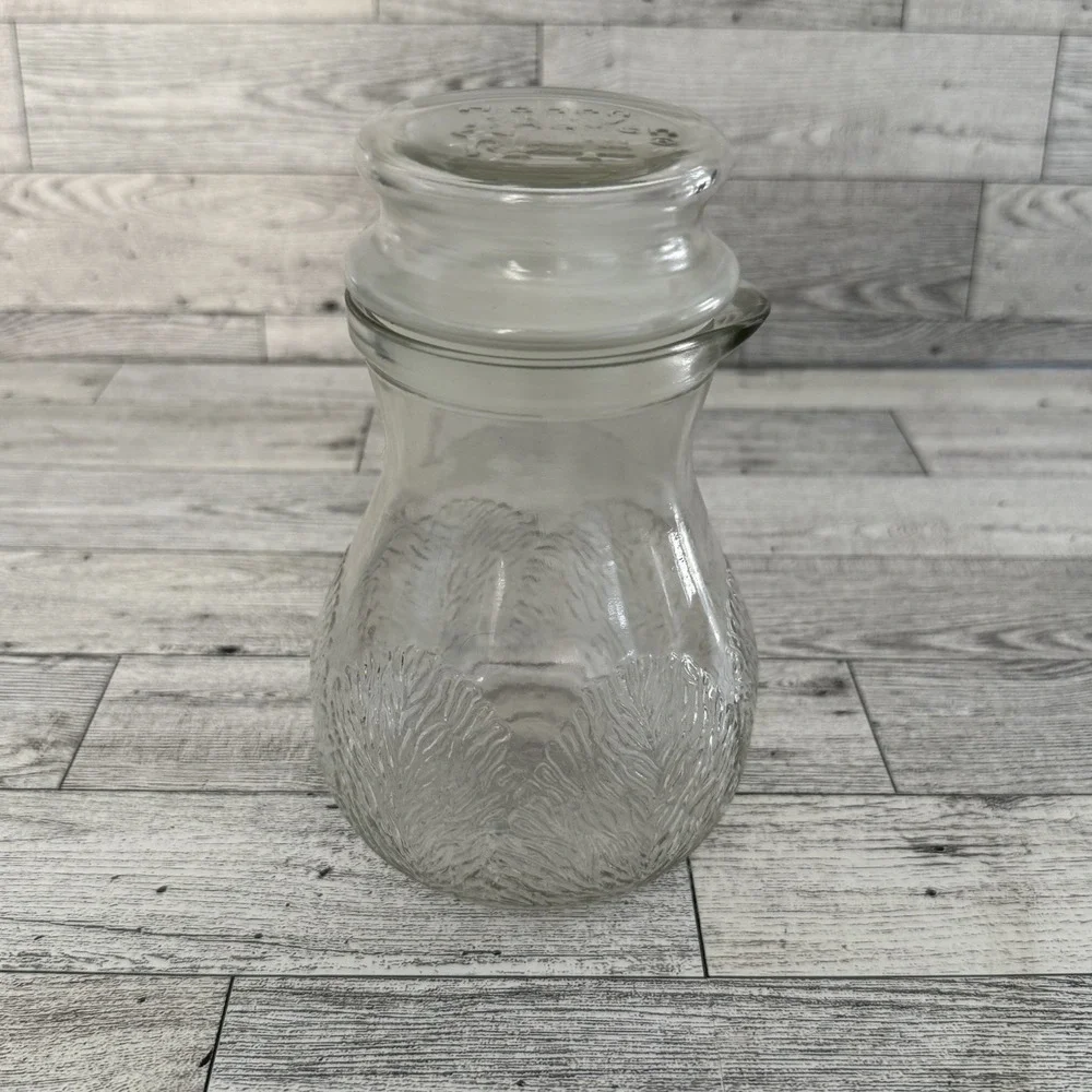 Vintage Hidden Valley Ranch Salad Dressing Glass Shaker w/ Lid Jar Carafe Bottle